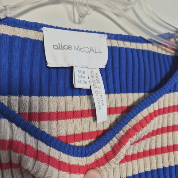 Alice McCall My Girl Metallic Striped Form Fitting Dress US 4 - Picture 4 of 5
